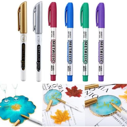 1-6Pcs Gold Silver Waterproof Metallic Permanent Paint Marker Pens For DIY Resin Craftwork Pen Drawing Students Supplies Marker