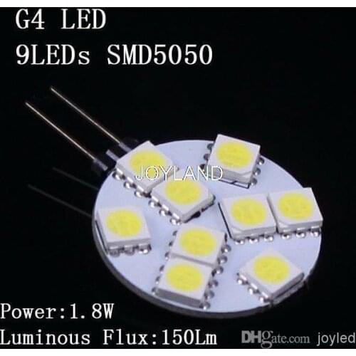 1.8W SMD5050 9LEDs G4 LED 12v Lights Warm White LED Bulb Lamp Spotlight