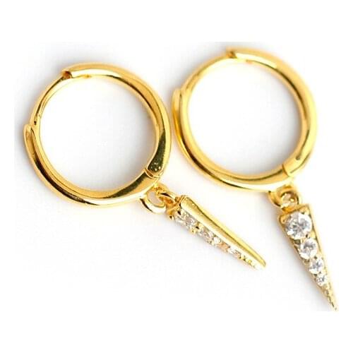 1Pair Piercing 925 Sterling Silver Earrings for Women 2020 Trend Jewelry Triangle With Zircon Pendant Earring Gifts for New Year