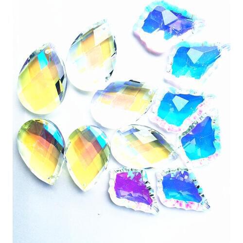 12PCS/lot 38mm Gorgeous Crystal Clear AB Chandelier Pendants Free Rings(6pcs drops+6pcs maple leaf) Christmas tree hanging drops