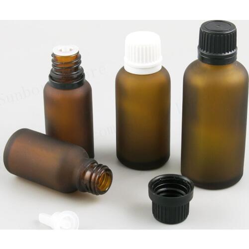 20PCS 1OZ Frosted Clear Amber Glass Essential Oil Container Plastic cap Empty E Liquid Sample Bottle 5 10 15 20 30 50 100 ml