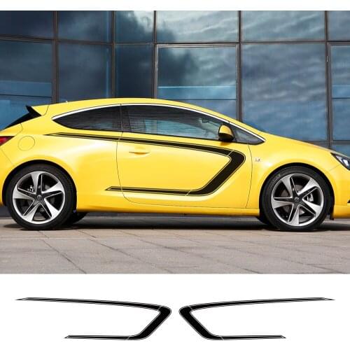2pcs Car Sticker Free shipping Racing Sport Styling Vinyl Decal Auto Side Body Decor For Opel Astra GTC Car Tuning Accessories