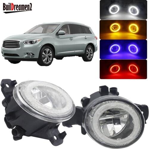 2 X LED Angel Eye Fog Light DRL For Infiniti JX35 2013 Car Front Bumper Fog Lamp Daytime Running Light H11 4000LM 12V