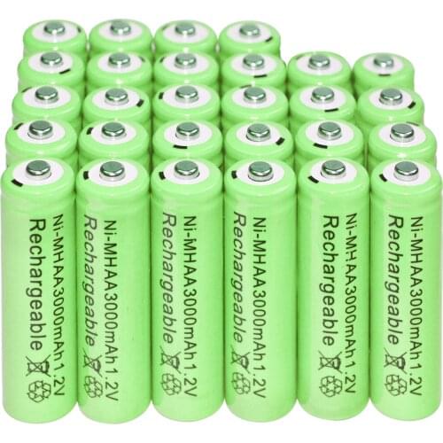 20pcs AA 1.2V 3000mAh NiMH 1.2v Rechargeable Batteries Green battery Garden Solar Light LED flashlight torch