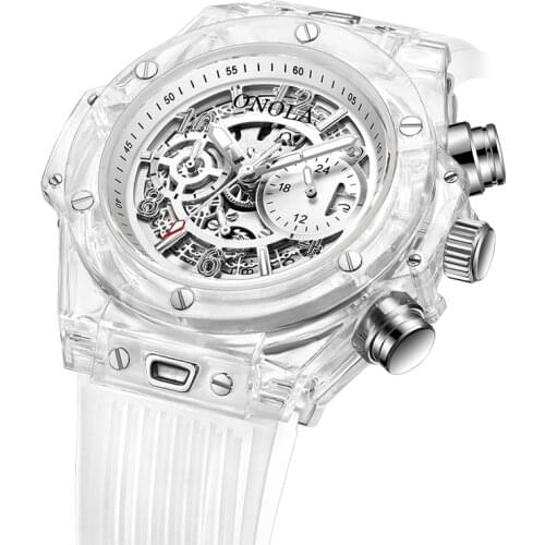 2021 ONOLA TOP Brand Fashion Casual Watch Men Women Wristwatch Clock Transparent Plastic Case Sports Unique Quartz