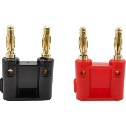4Pcs/2Pair Double Row 4mm Banana Plug Connectors Speaker Amplifier Plug Jack Twin Banana Terminal Couple Banana Plug Adapter