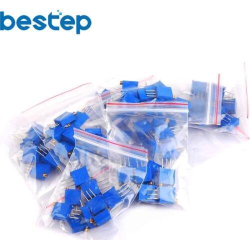 45PCS 3296 Variable Resistors/potentiometer,9 values*5pcs,W101 W102 W103 W104(100ohm-500K)