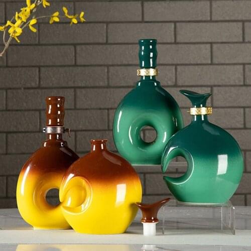 500ML Ceramic Wine Bottle Glazed Liquor Jug Home Decoration Ornaments Featured Empty Wine Bottles Decorative Hip Flask