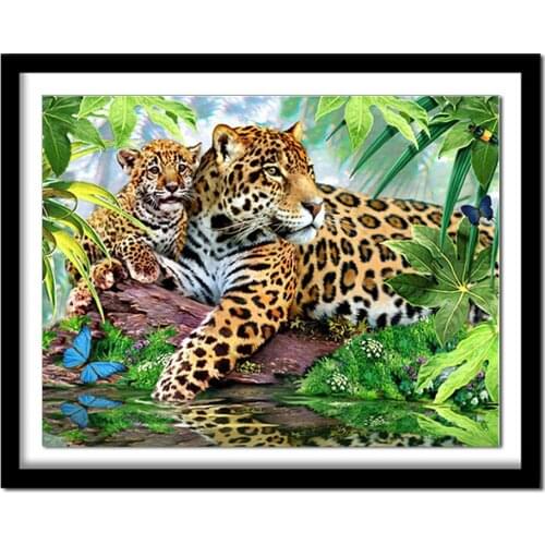 Diamant painting 5d diy diamond painting full square Diamond embroidery animals leopard diamond round buddha 102DD