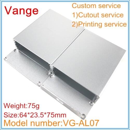 2pcs/lot injected mold made 6063-T5 aluminum enclosure diy boxes 64*23.5*75mm for wifi equipment