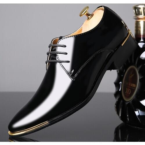 Hot9 High Quality Patent Leather Men Shoes Men Wedding Oxford Shoes Lace-Up Office Suit MenS Casual Shoes Man Dress Shoes Man