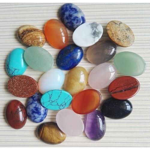 Wholesale 13x18MM assorted Natural Stone Beads Oval shape CAB CABOCHON 30pcs/lots for jewelry making DIY beads Free shipping