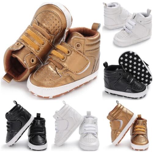 Brand New Newborn Baby Boy Girl Soft Sole Crib Shoes Warm Boots Anti-slip Sneaker PU Breathable Solid First Walkers 0-18M