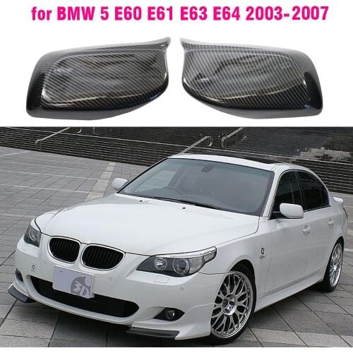 Carbon Fiber Bright black Side Rearview Mirror Cover For BMW 5 Series E60 E61 525i 528i 528xi 530i 530d