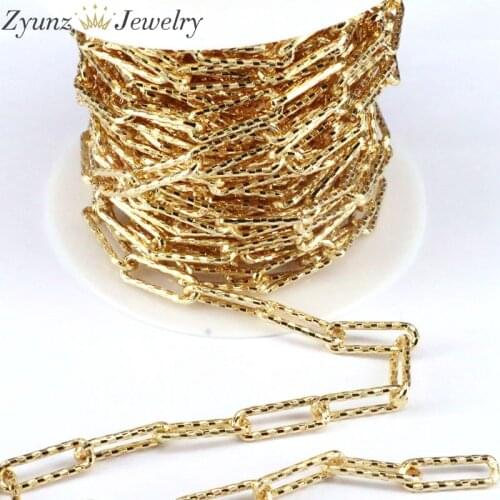 3 Meters, Metal Gold Rolo Cable Chains Flat Wire Chain Fit for DIY Jewelry Making Supplies Wholesale Lots Bulk