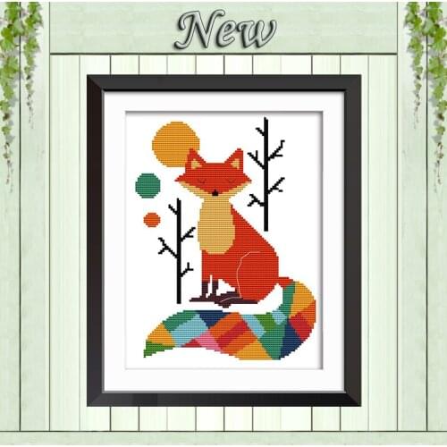 Seven color fox cartoon diy painting counted printed on canvas DMC 14CT 11CT chinese Cross Stitch Needlework Set Embroidery kits