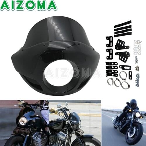 Motorcycle 5.75" 5 3/4 inch Headlight Fairing Front Cowl Fork Mount For Harley Iron Glide Sportster Dyna FX XL 883 1200 Touring