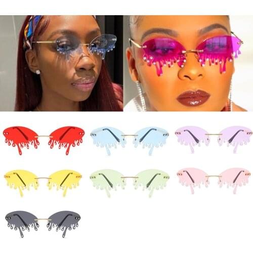 Wholesale Bulk 2021 Retro Sunglasses Women Brand Designer Fashion Rimless Tinted Sun Glasses Rhinestone UV400 Eyewear Shades