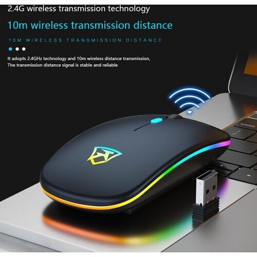 Rechargeable Wireless Mouse Computer Mouse Gamer 2.4GHZ LED Backlit 1600DPI Optical Mice Silent 4keys Gaming Mouse For PC Laptop