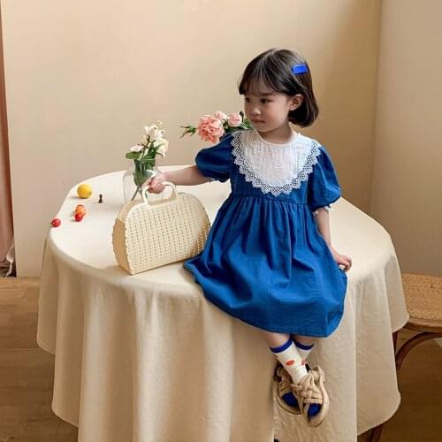 Casual Baby Girl Cotton Infant Dress Toddler Short Sleeve A-Line Lace Dresses Kids Clothes Cute Love Heart Princess Party Dress