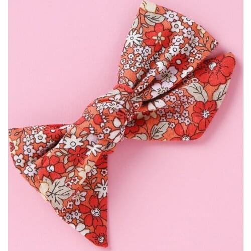 Variety Of Colors Printed Plant Patterns Children Baby Girls Ribbon Hair Clip Bows Girls Hairpins Hair Baby Headband