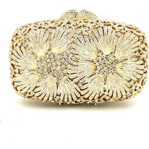 Luxury clutches women evening party bag elegant flower crystal purse crystal clutches bridal wedding party small wallet purse
