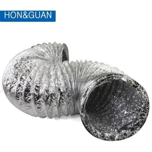 Hon&Guan 100mm~150mm Air Ducting Hose Flexible Double Aluminium Foil Ventilation Tube for Ducted Exhaust Fan Ventilator 5m 6m