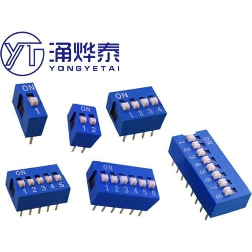 YYT 10PCS Slide Type Switch 1 2 3 4 5 6 7 8 9 10 12 Bit 2.54mm Position Way DIP Blue Pitch Toggle Switch Blue Snap Switch