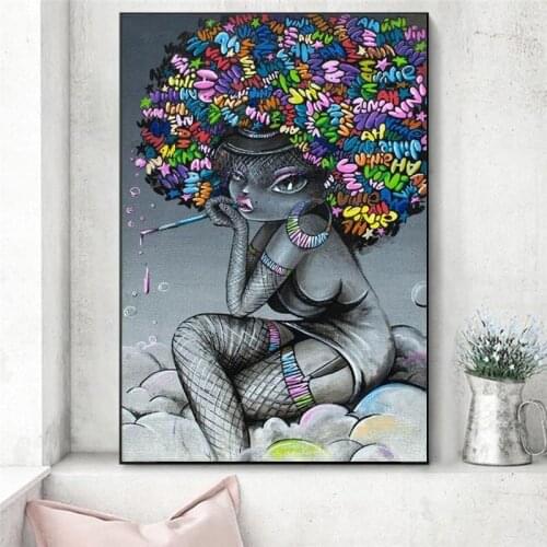 Modern Street Art Print On Canvas Black Girl Graffiti Art Paintings On The Wall Posters And Prints Pop Art Pictures Home Decor