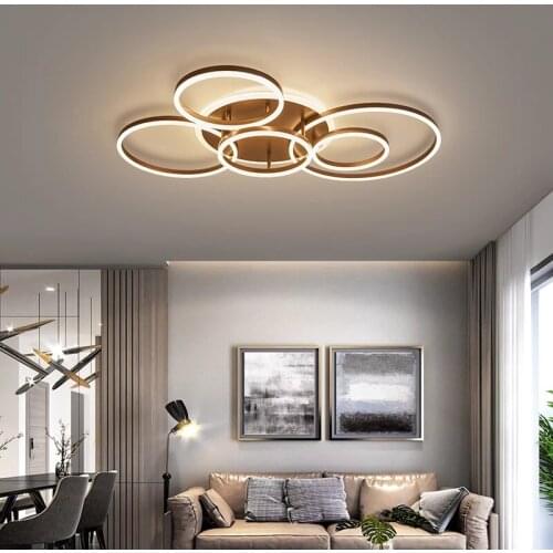 Modern Led Ceiling Lights For living Room Bedroom Study kitchen Home Decor Rings Ceiling Lamp Brown/Black/Gold Color AC90-260V