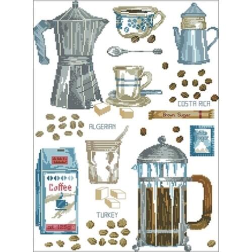 TOP Coffee element patterns Counted Cross Stitch 11CT 14CT 18CT DIY Cross Stitch Kits Embroidery Needlework Sets
