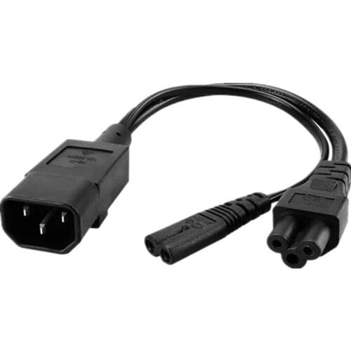 Y Type Splitter Power Cord ,IEC320 C14 Plug 3-Prong Male Power Cable Cord AC Power Adapter to C7 +C5 Female