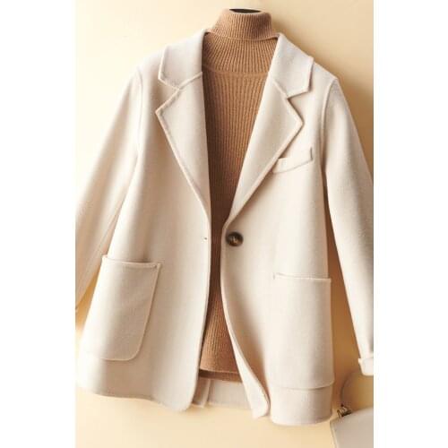 2021 pure wool womens autumn and winter tweed coat