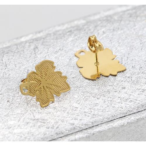 10pcs/lot 2019 charm Stainless steel hollow Maple leaf pattern earrings Women Base Connectors Linkers for DIY Earrings Jewelry