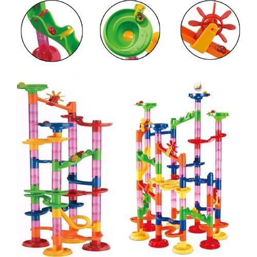 105 Pcs DIY Construction Marble Tracks Marble Race Run Toy Children Track Ball Marbles Pipe Blocks Kids Educational Game Gifts