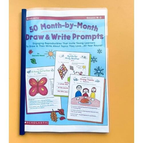 65 Pages 50 Month-by-Month Draw and Write Prompts Grades K-2 Writing Workbook To Practice and Improve Writing Skills
