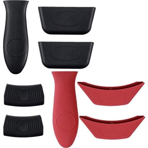 8 PCS Hot Handle Holders and Rubber Pot Handle Covers, Silicone Removable Potholders Hot Resistant Sleeves Lid for Cast
