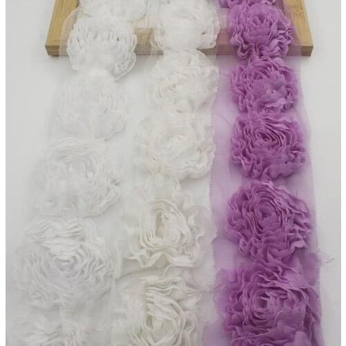 10/30y Shabby Chiffon Flower Mesh Trim For Baby Girls Headband Hair Accessories Rompers Jumpsuit Dress Clothes Making Decoration