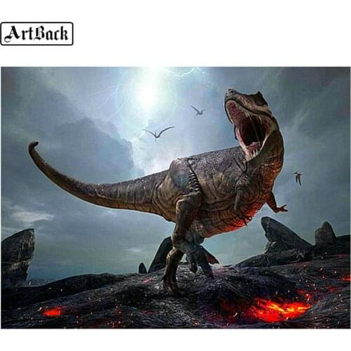 ARTBACK Diamond Painting Dinosaur 5D Square Drill Animal Diamond Embroidery diy 3d Diamond Mosaic Home Decor