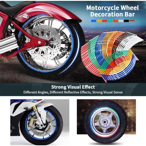 16Pcs/ Lot Car Reflective Stickers Wheel Tire Reflective Rim Stripe Tape Sticker for Bike Motorcycle Automobile Whell Tyre Decor