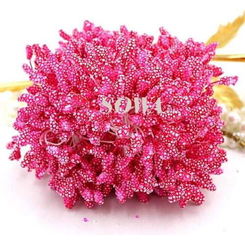 Free Shipping Hot sales 800pcs/Lot 5mm Dark Pink color Foam Flower Stamen Pistil Cake Decoration Craft DIY