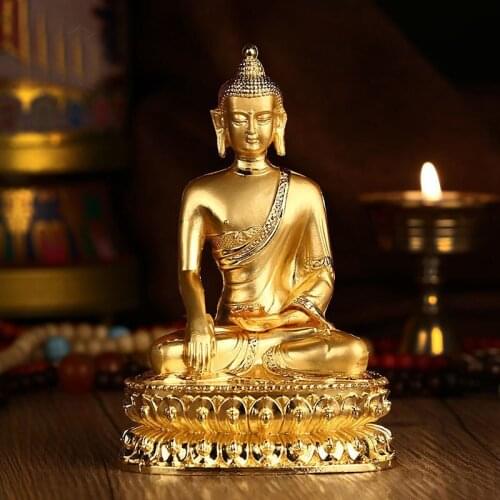 14cm Asia Thailand HOME CAR SHOP altar gilding buddha statue Sakyamuni buddha BLESS family safe health bronze statue