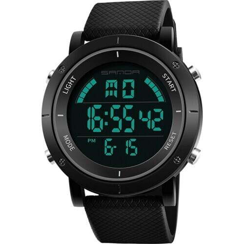 SANDA Digital Watches Man Backlight Men Watch Sport Metal Bezel Waterproof Silica Gel Mens Watch Casual Fashion Clock reloj