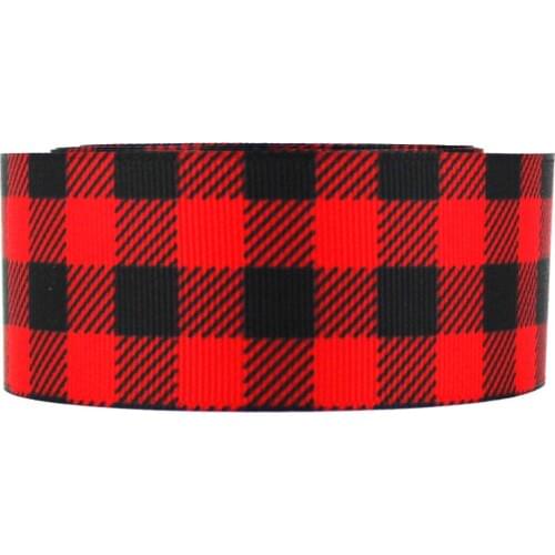 Black and red grid printed grosgrain ribbon 16-75mm DIY handmade materials christmas wedding gift wrap tape ribbons