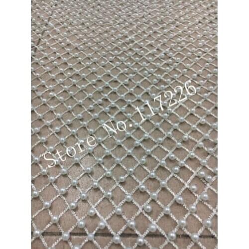 Elegant African Lace Fabric High Quality Guipure Lace Fabrics with plenty white beads For Wedding dress