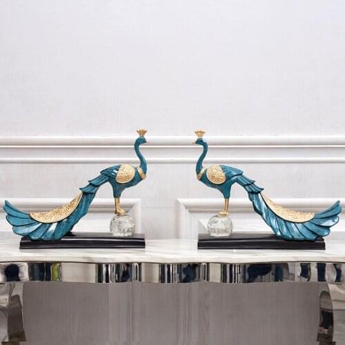 EUROPEAN RESIN PEACOCK ORNAMENTS TV CABINET HOTEL FIGURINES DECORATION OFFICE ACCESSORIES CRAFTS HOME LIVINGROOM FURNISHING ART