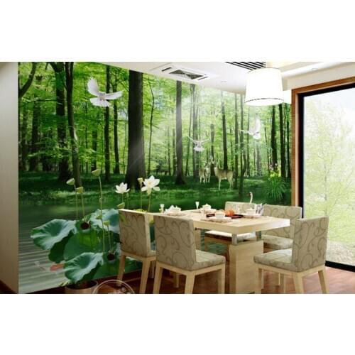Customize 3D photo wallpaper Beautiful green forest scenery wall papers home decor modern