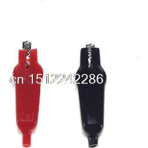 4pcs Red Balck Plastic Cover Metal Alligator Clips Clamps 80mm Length