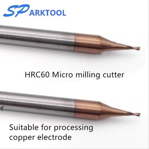 HRC60 Micro Flat End Mill 2 Flute 0.2-0.9mm 4mm Shank Tungsten Carbide CNC Router Bit TiCN Coated Mini Milling Cutter