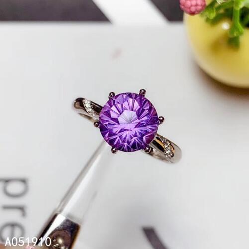 KJJEAXCMY boutique jewelry 925 sterling silver inlaid Amethyst gemstone beautiful ring trendy popular